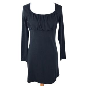 Leith Black Ribbed Long Sleeve Sheath Dress Large